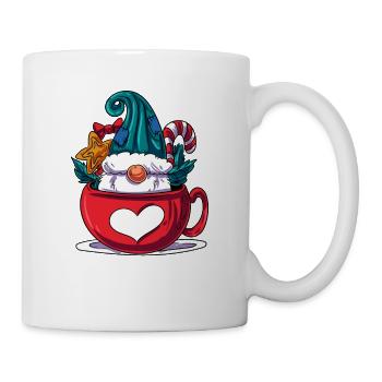 Weihnachtswichtel im Becher - Tasse - Weiß - Rechts