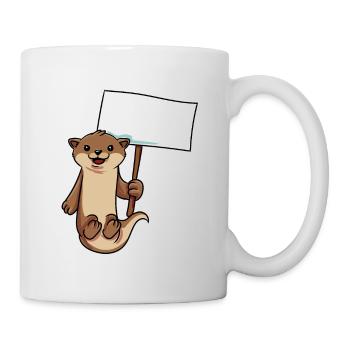 Otter holds shield - Mug - white - Right