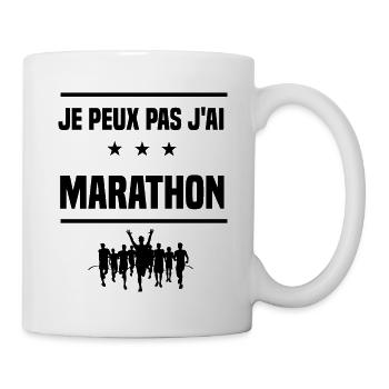 Je Peux Pas J'ai marathon coureur humour - Mug blanc - blanc - Droite