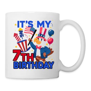 Es Ist Mein 7. Geburtstag Firecracker Kid 4th Of - Tasse - Weiß - Rechts
