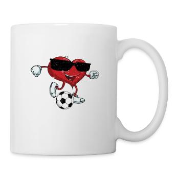 Saint-Valentin Heart Kicking A Soccer Ball Cool Funny - Mug blanc - blanc - Droite
