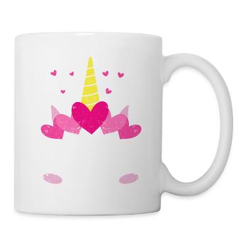 La Saint-Valentin Licorne Face Hearts Mignon - Mug blanc - blanc - Droite