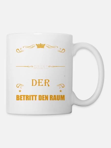 Erheben sie sich, der Rentner betritt den Raum - Tasse - Weiß