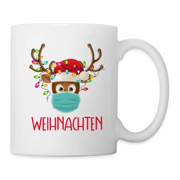 Frohe Weihnachten wünscht Rudolf mit der Maske - Tasse - Weiß - Rechts