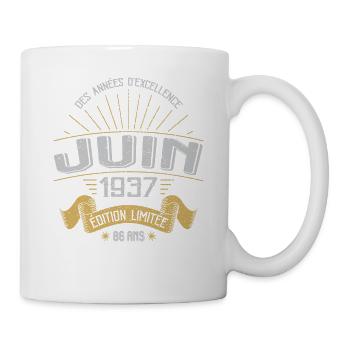 Juin 1937 86 Ans Anniversaire Vintage Idée Cadeau - Mug blanc - blanc - Droite
