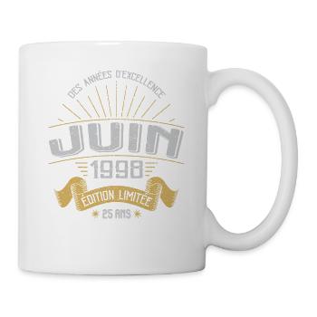 Juin 1998 25 Ans Anniversaire Vintage Idée Cadeau - Mug blanc - blanc - Droite