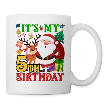 Es Ist Mein 5. Geburtstag Weihnachtsmann - Tasse - Weiß - Rechts