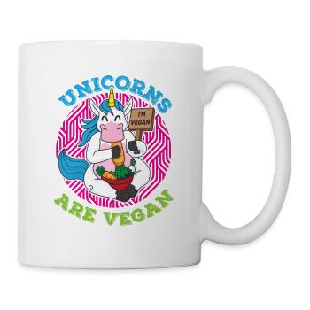 Lustiges Einhorn Veganer Vegetarier Design mit - Tasse - Weiß - Rechts