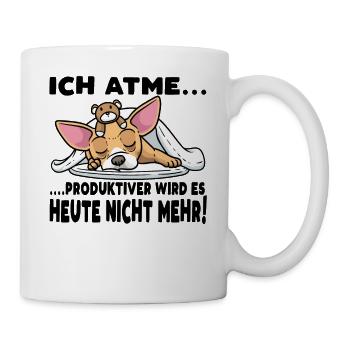 Chiweenie Hund Mit Kuscheltier Schlafen Schlummern - Tasse - Weiß - Rechts
