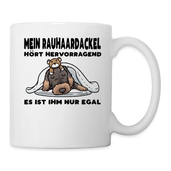 Rauhaardackel Hund Schlummern Schlafen - Tasse - Weiß - Rechts