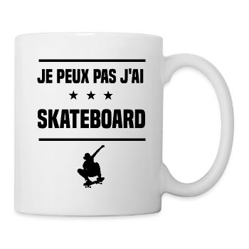 Je Peux Pas J'ai skateboard skateboardeur humour - Mug blanc - blanc - Droite