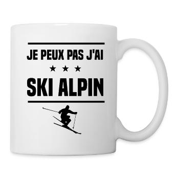 Je Peux Pas J'ai ski alpin skieur humour - Mug blanc - blanc - Droite
