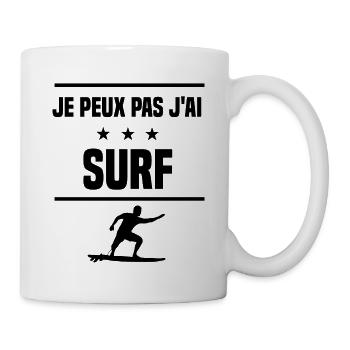 Je Peux Pas J'ai surf board surfeur humour - Mug blanc - blanc - Droite
