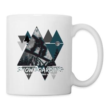 Snowboarder snow is falling mountains are calling - Mug - white - Right