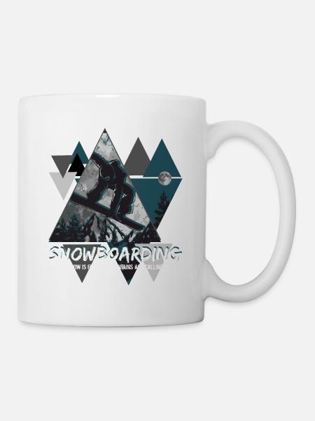 Snowboarder snow is falling mountains are calling - Tasse - Weiß