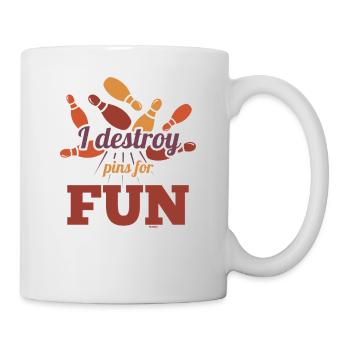 I destroy pins for fun while bowling - Mug - white - Right