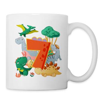 Herd of cute dinosaurs 7th birthday 7 - Mug - white - Right