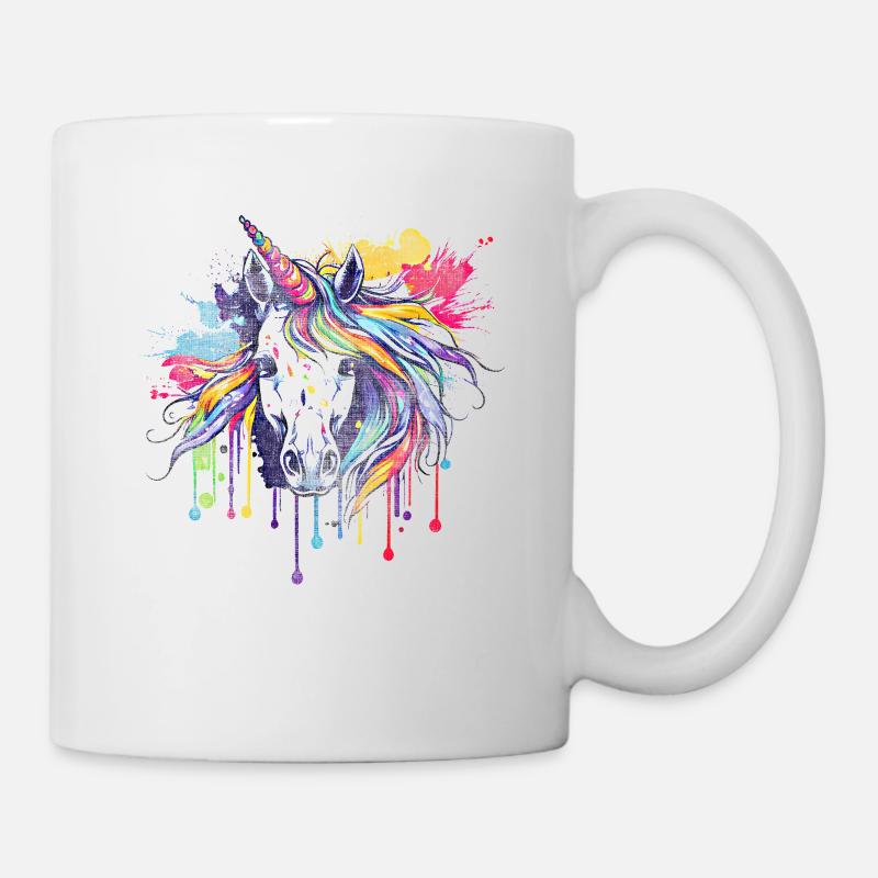 Einhorn Magischer Regenbogen Bunte Farbspritzer - Tasse - Weiß