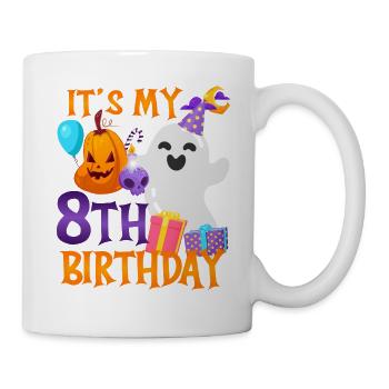 It's my 8th birthday Spooky Ghost Halloween - Mug - white - Right