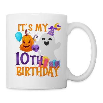 It's my 10th birthday Spooky Ghost Halloween - Mug - white - Right