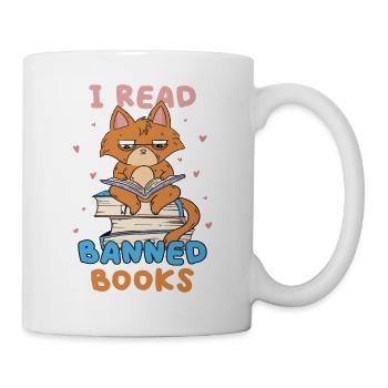 J’ai lu des livres interdits bibliothèque chat - Mug blanc - blanc - Droite