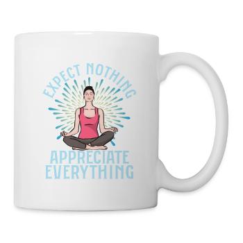 Ne vous attendez à rien Appréciez tout ce que le yoga instruit - Mug blanc - blanc - Droite
