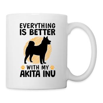 Tout va mieux avec Akita Inu Spitz japonais - Mug blanc - blanc - Droite