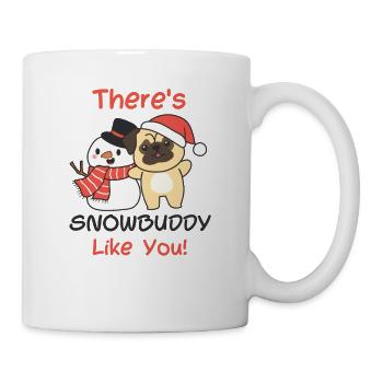 Carlin il y a Snowbuddy comme un jeu de mots de bonhomme de neige - Mug blanc - blanc - Droite