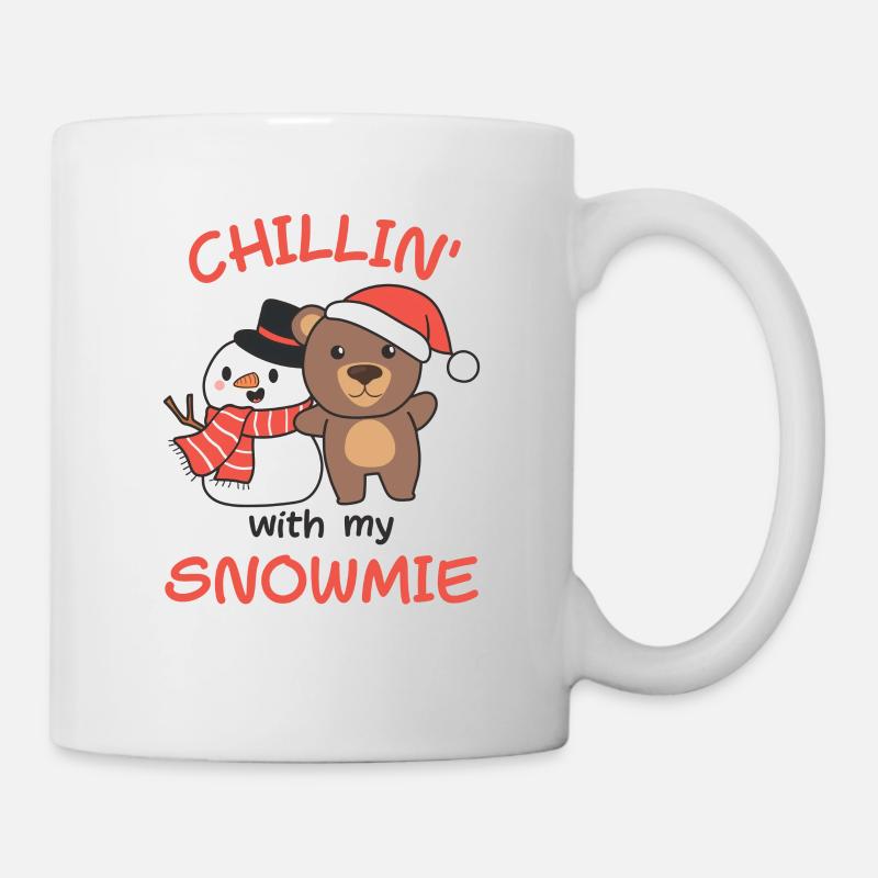 Bear Chillin avec mon bonhomme de neige snowmie - Mug blanc - blanc