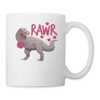 Valentine's Day Dinosaur RAWR T rex lover - Mug - white - Right