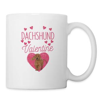 Chiot Saint-Valentin Amoureux des chiens Mon teckel est - Mug blanc - blanc - Droite