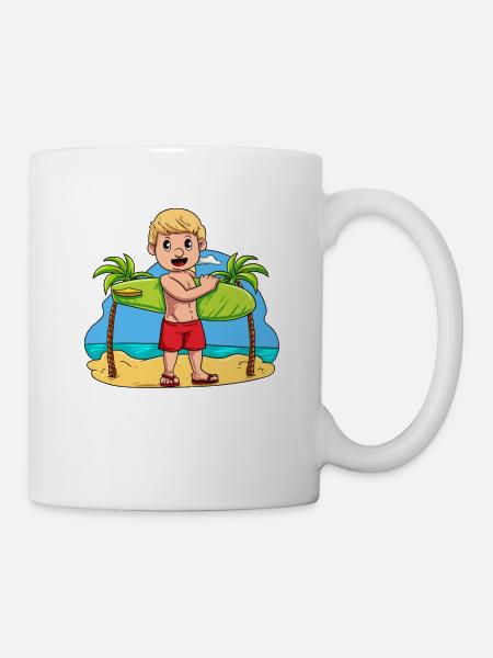 Enfant Surfeur de planche de surf - Mug blanc - blanc