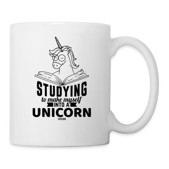 Einhorn Buch lesen Schule lernen - Tasse - Weiß - Rechts