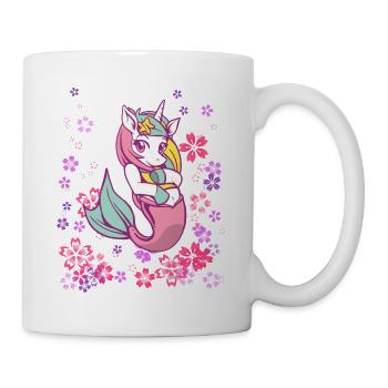 cute girl unicorn mermaid - Mug - white - Right