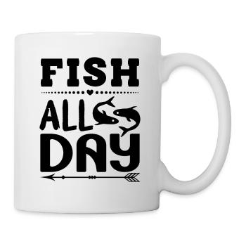 Pêcher toute la journée - Dicton de pêcheur - Mug blanc - blanc - Droite