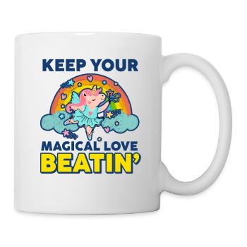 Regenbogentier singend spielend Einhorn Liebhaber - Tasse - Weiß - Rechts
