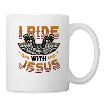 I ride with Jesus, motorcycle, biker, Christian - Mug - white - Right