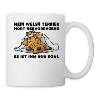 Welsh Terrier Hund Mit Kuscheltier Schlaf - Tasse - Weiß - Rechts