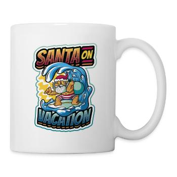 Santa On Vacation - Weihnachten Im Juli, Surfen - Tasse - Weiß - Rechts