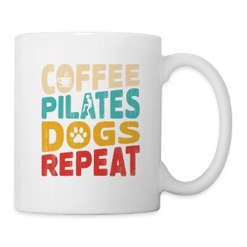 Café Pilates Chiens Répéter l’exercice de fitness - Mug blanc - blanc - Droite
