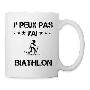 Je peux pas j'ai biathlon cadeau humour - Mug blanc - blanc - Droite