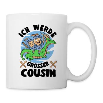 Großer Cousin Ritter & Drache Kind Nachwuchs - Tasse - Weiß - Rechts
