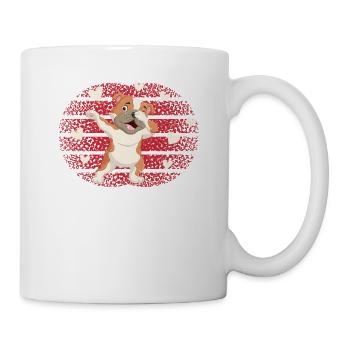 Tupfende Englische Bulldogge Herz Valentinstag - Tasse - Weiß - Rechts