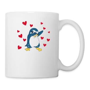 Dots Penguin Heart Valentine’s Day Zoo Animal Bird - Mug blanc - blanc - Droite