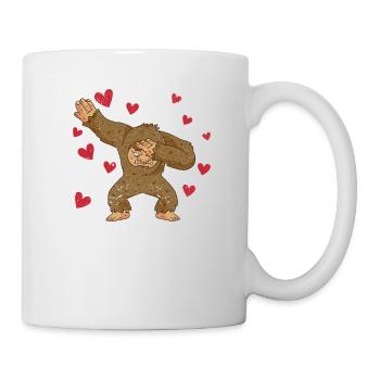 Dabbing Bigfoot Love Heart Saint-Valentin en plein air - Mug blanc - blanc - Droite