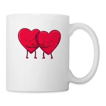 Liebe Umarmende Herzen - Tasse - Weiß - Rechts