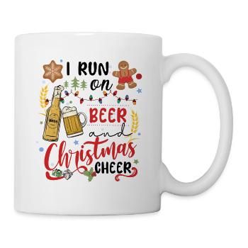 Je cours sur la bière et la joie de Noël - Drôle de Noël - Mug blanc - blanc - Droite