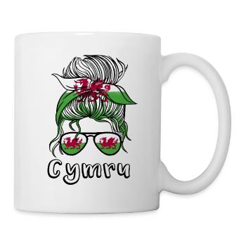 Cymru Wales Mädchen Fußball Geschenk Walisische Flagge - Tasse - Weiß - Rechts