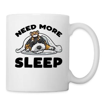 Bernedoodle dog sleeping with cuddly toy - Mug - white - Right