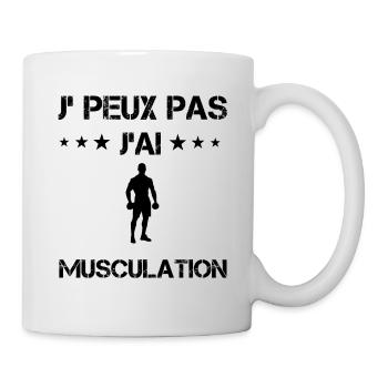 Je peux pas j'ai musculation cadeau humour - Mug blanc - blanc - Droite